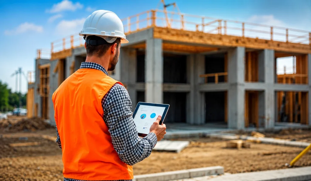 Commercial Building Surveyor inspecting a construction site.