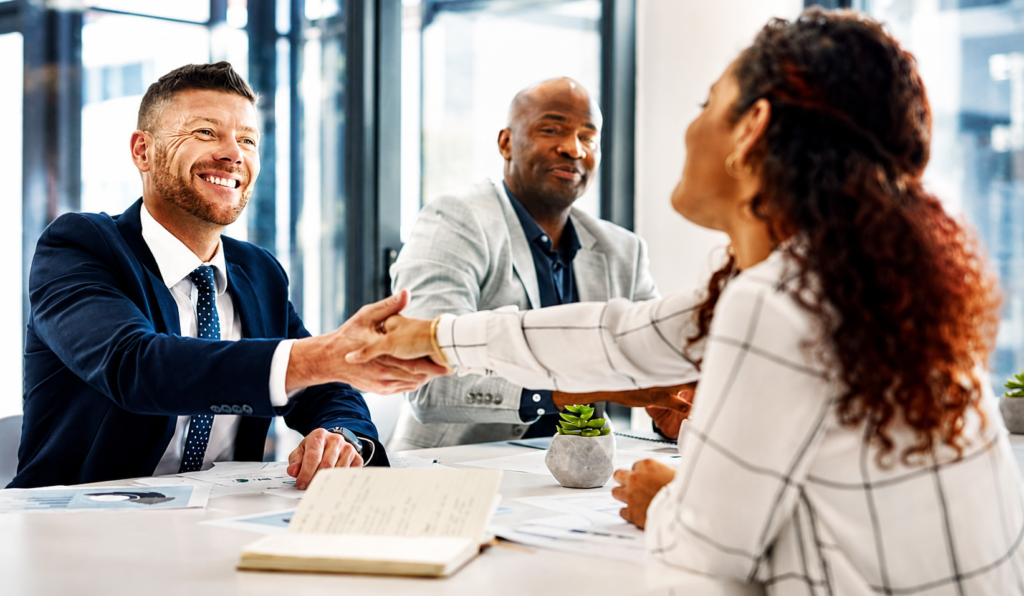 Employers Agent consulting with clients