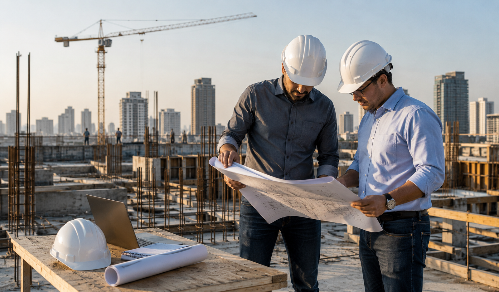 Structural engineers designing strong buildings