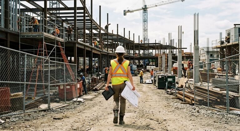 Employer's Agent surveying progress on a Liverpool construction site as part of contract administration duties"
