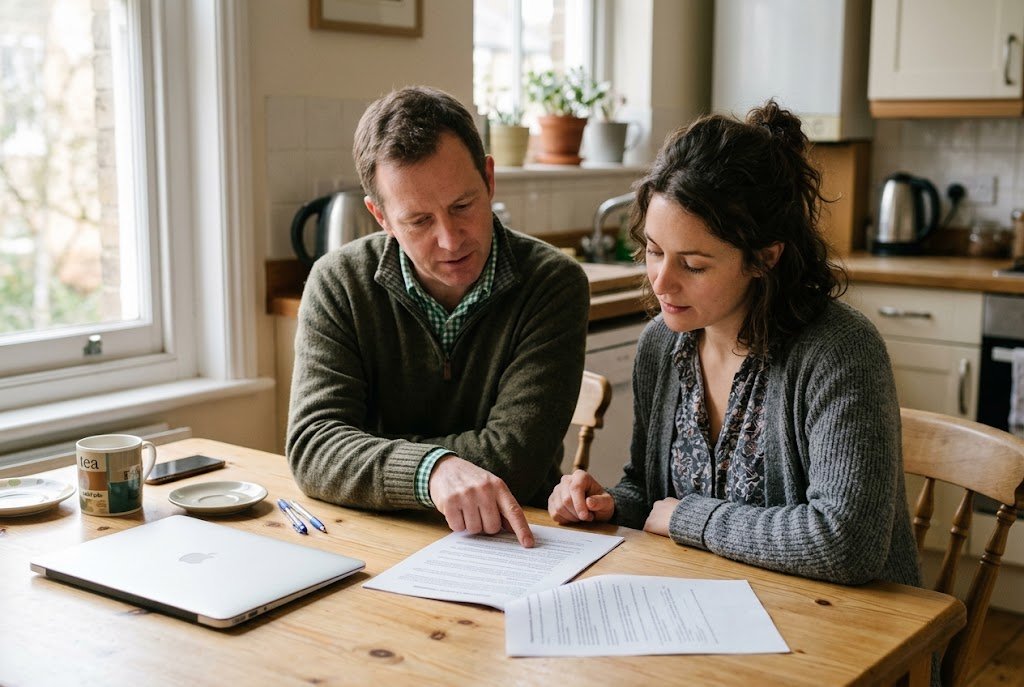 "Landlord reviewing property repairs responsibilities with a tenant"