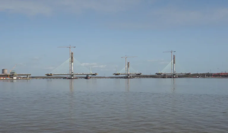 Civil and structural engineers Liverpool region project, the Mersey Gateway Bridge under construction in 2017