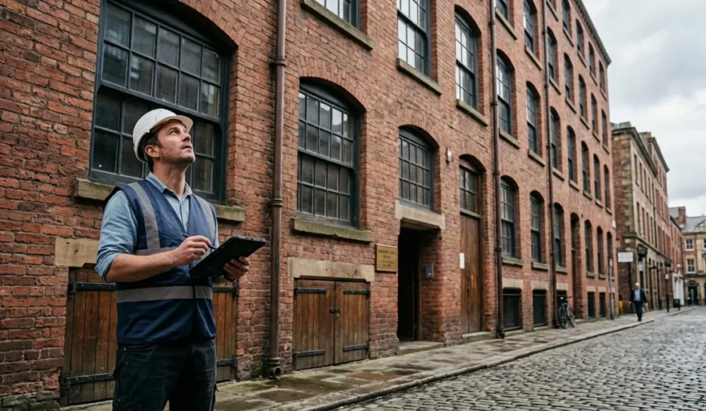 Commercial property survey of a Victorian red brick warehouse in Liverpool