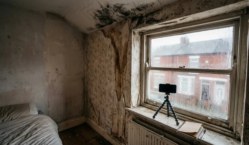 Housing disrepair claims Liverpool evidence of black mould and damp in a rented bedroom