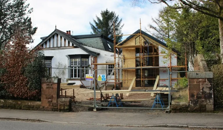 Regularisation certificate example, a house extension under construction that needs Building Regulations approval