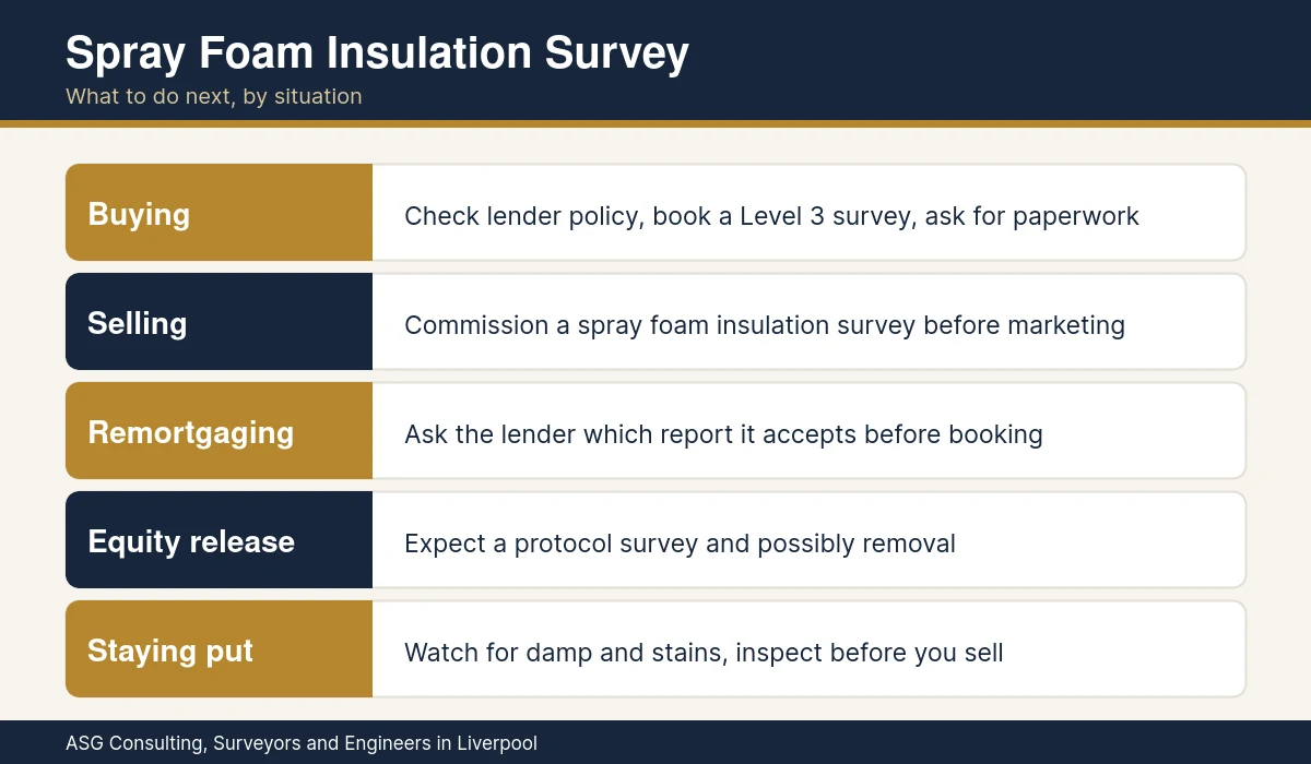 Spray foam insulation survey decision guide for buying, selling, remortgaging and equity release